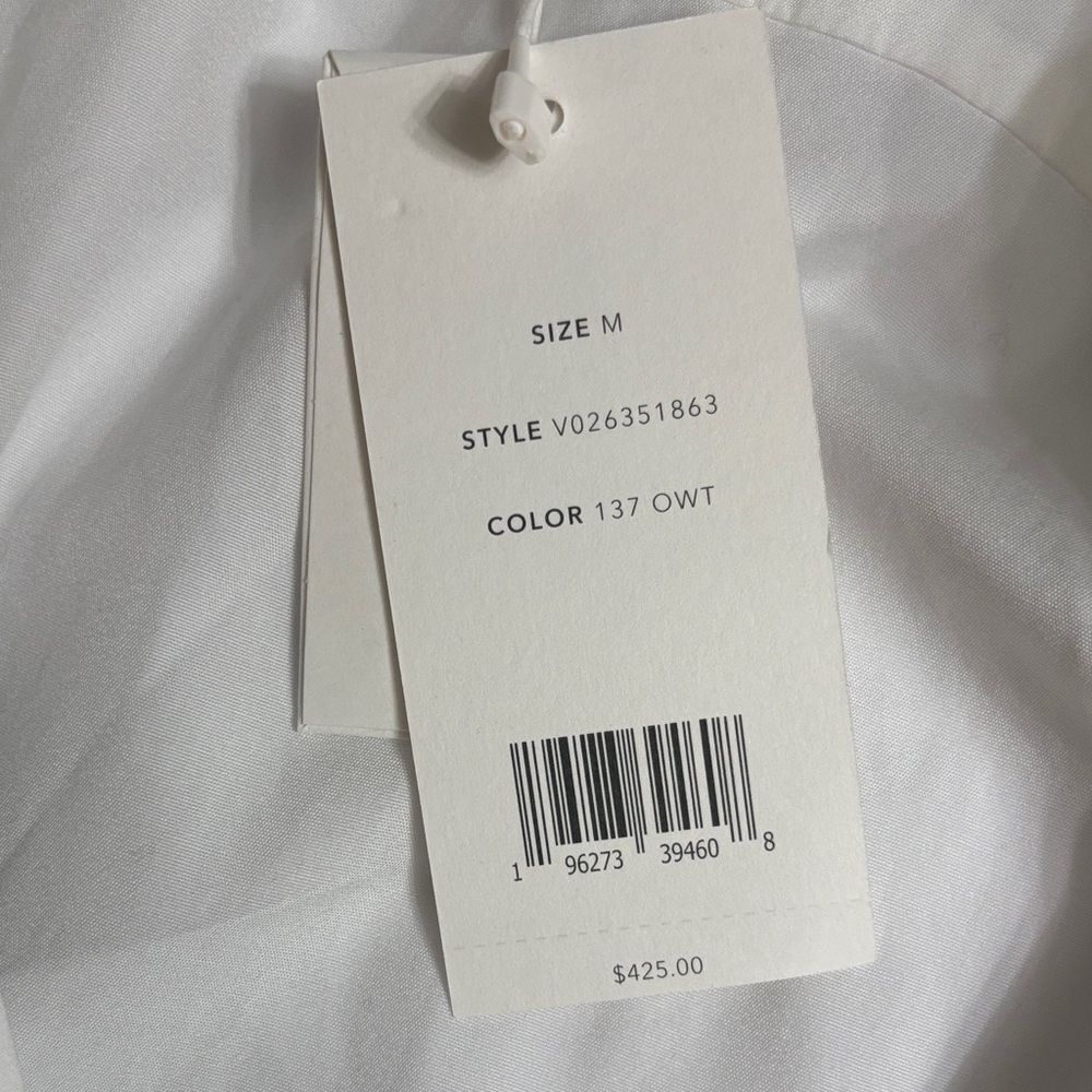 Vince White Button-Front Drawcord Ruched Shirt Dress M - Picture 9 of 11
